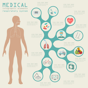 医疗和卫生保健的信息图表，呼吸道系统 infograph