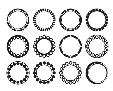 集圆边框设计。为日本风格的设计。矢量图