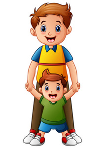 牵手漫画父亲带儿子一起牵着的手照片