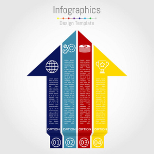 箭头的信息图表模板。矢量与营销图标业务图表的布局和设计元素