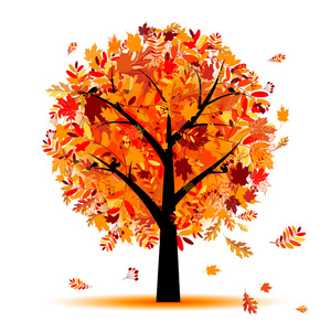 您的设计的美丽秋天一棵树