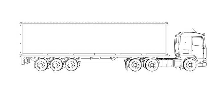 物流的集装箱卡车线条图片