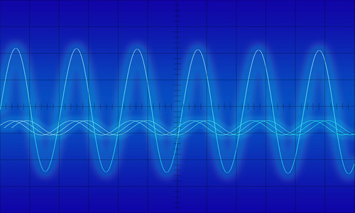光和分形元素用于项目的声音均衡器, 音乐频谱和量子概率简单正弦波图