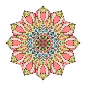 曼陀罗花.老式的装饰元素.东方模式,矢量图.