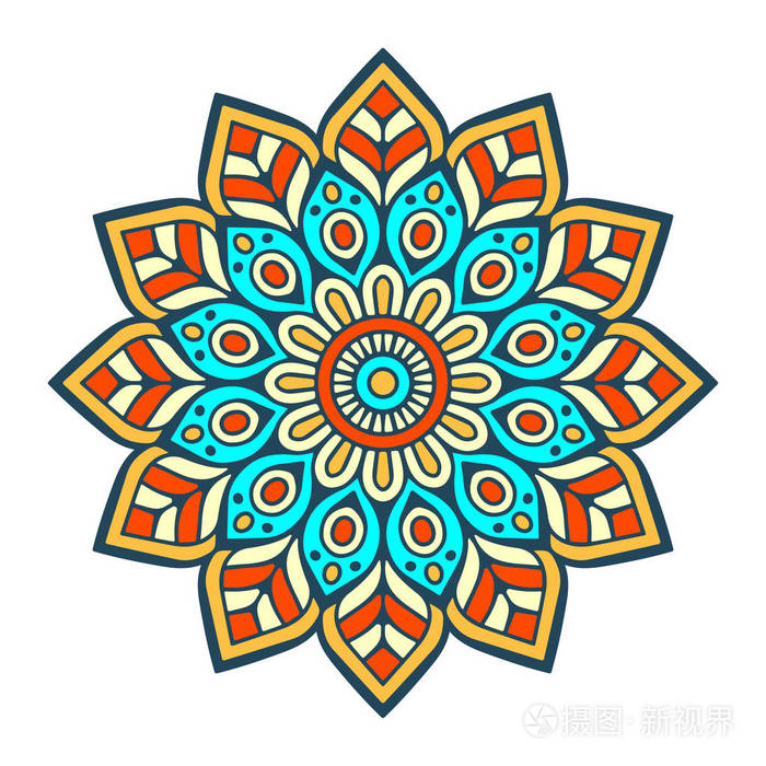 曼陀罗花老式的装饰元素东方模式矢量图伊斯兰教阿拉伯语印度摩洛哥