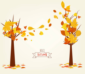 矢量图的秋天设计。秋天的树背景