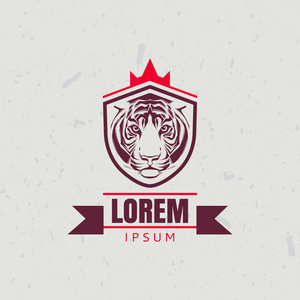 虎头徽章图标设计元素与虎头照片