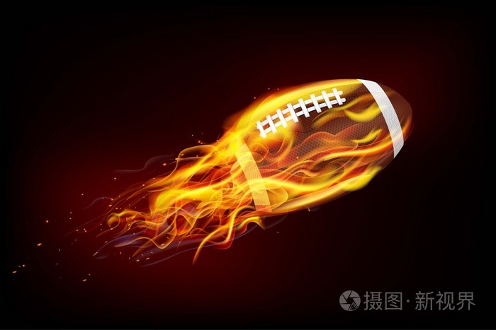 足球球在明亮的火焰