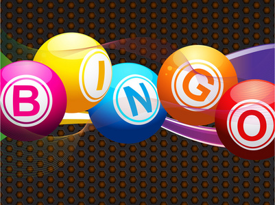 bingo 球和霓虹灯波对金属背景