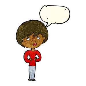 谁让我的卡通女人吗?手势演讲泡沫照片