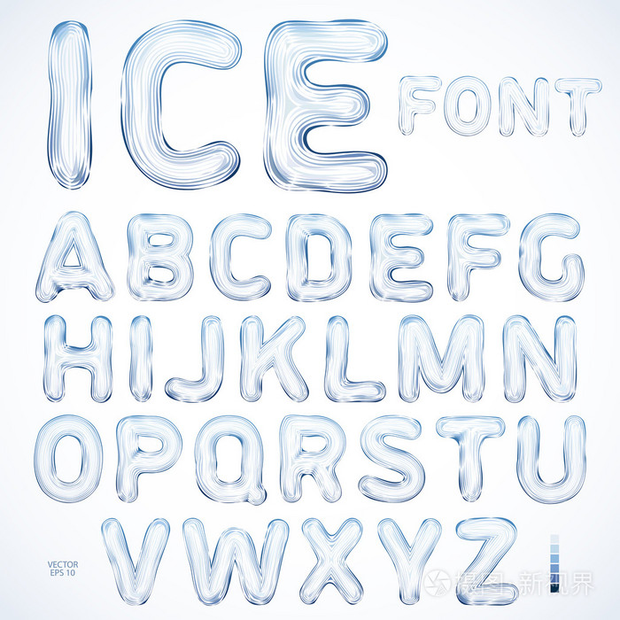 字母表冰,最好在海报, 卡片, 标题和网页设计中使用的字体.矢量图