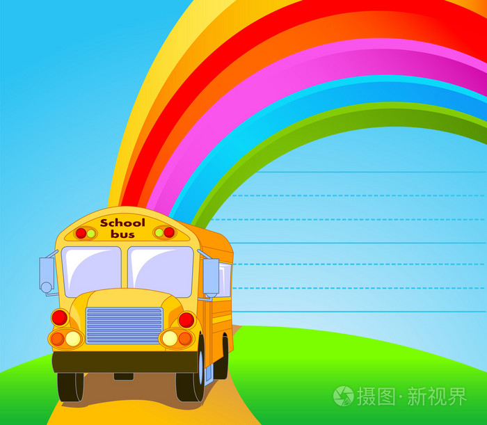 黄色的校车背景插画-正版商用图片0cn2ux-摄图新视界