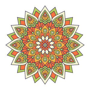 曼陀罗花.老式的装饰元素.东方模式,矢量图.