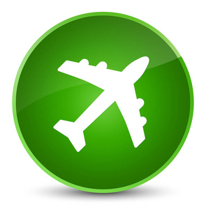 飞机图标优雅绿色圆形按钮