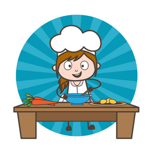 可爱的卡通女服务员图片