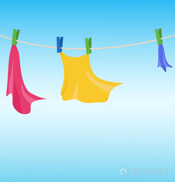 在晾衣绳上晾的衣服插画-正版商用图片0cnbwk-摄图新视界