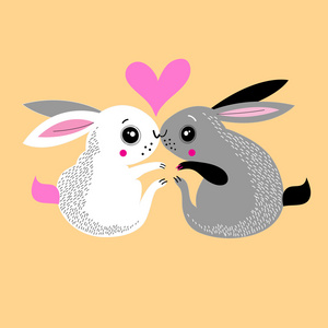 小兔子情侣图片