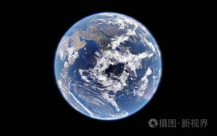 3d渲染的空间从地球非常详细的行星地球由美国国家航空航天局提供的