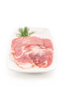 新鲜猪肉切成薄片