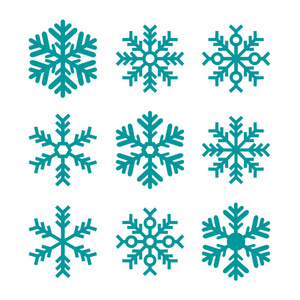 蓝色雪花设置隔离圣诞，冬天，冷