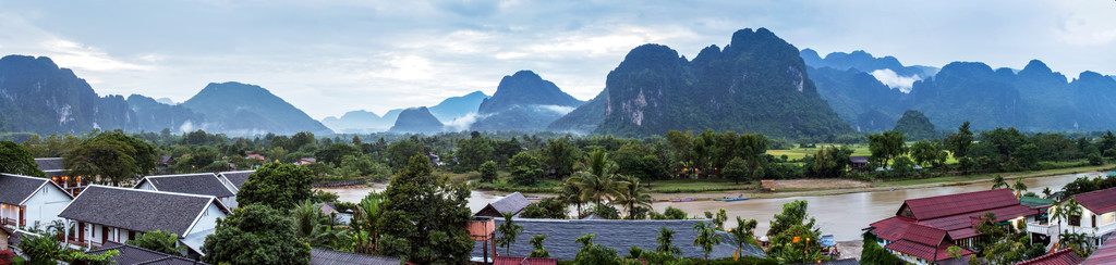 在老挝万荣全景视图