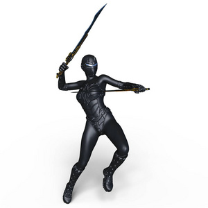 3d cg 渲染的一个女性机器人的击剑者