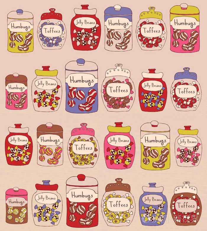 在玻璃罐子里的糖果.无缝模式