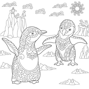 程式化的 Zentangle 小企鹅