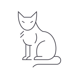 猫咪矢量线图标 标志 插图背景，可编辑笔触