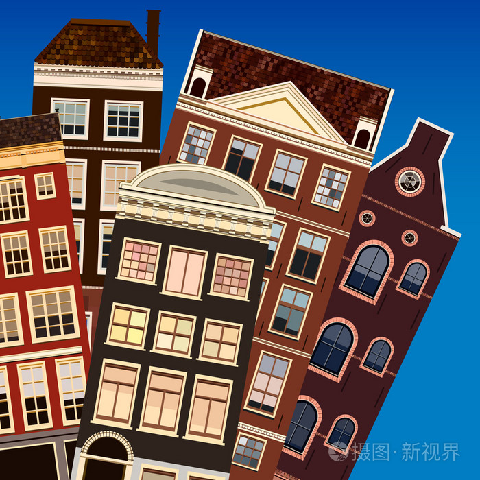 街道上的抽象的老房子.矢量背景插画-正版商用图片0cocb1-摄图新视界