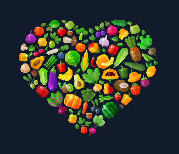 新鲜食物矢量 logo 设计模板。园林 园艺或水果和蔬菜的图标。平的插图