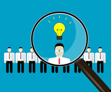 矢量图的人力资源管理理念,查找专业人员,猎头工作,就业问题和分析