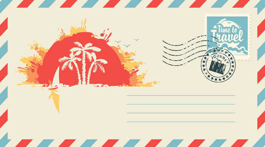 邮政信封与旅行主题图