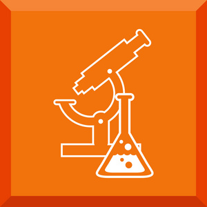 平面图标的显微镜和烧瓶
