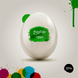 白色的蛋，彩色的 painbrush，grunge 插图