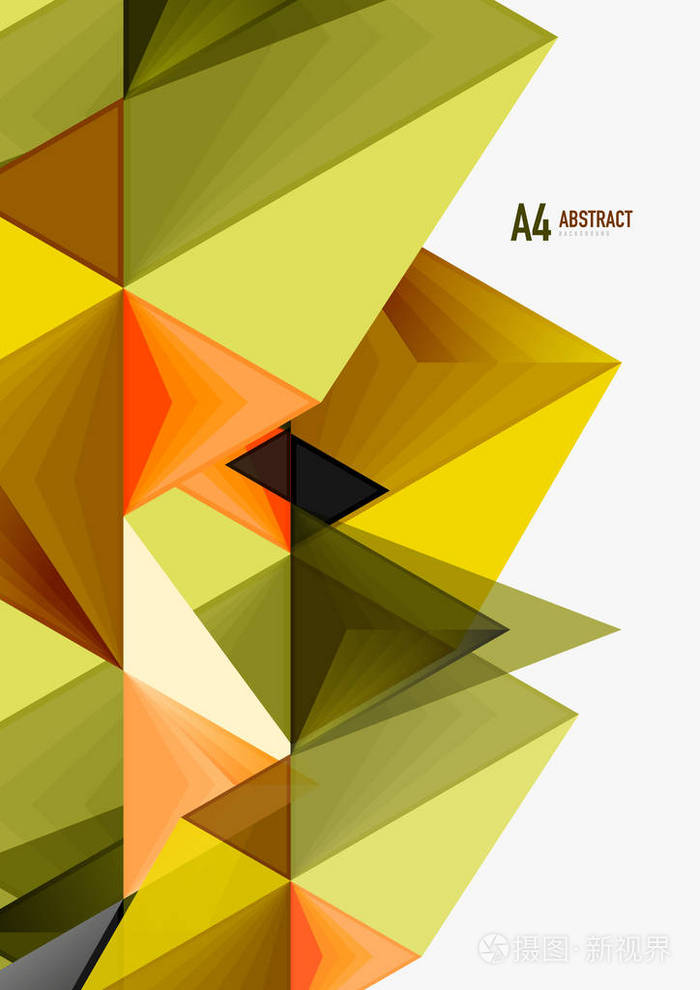 三角低多边形矢量 a4 尺寸几何抽象模板