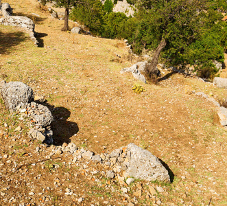 从亚洲土耳其 selge 旧建筑在山遗址