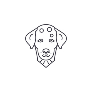 斑点狗，狗矢量线图标，标志，背景，可编辑的笔画的插图