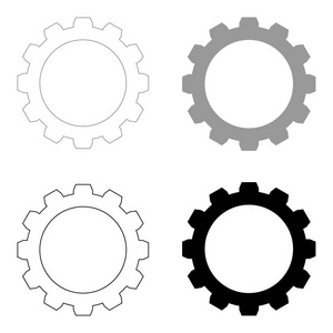 齿轮的黑色和灰色的颜色设置图标