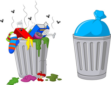 人渣卡通垃圾桶照片