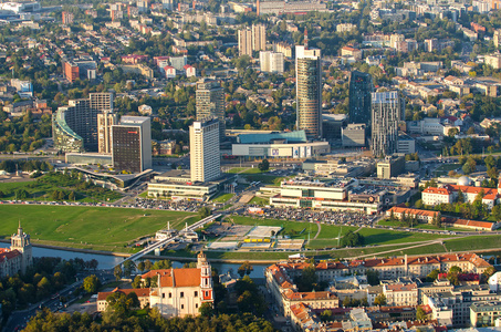 新中心的维尔纽斯，立陶宛的鸟瞰图