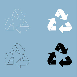 回收利用圆的黑色和白色颜色图标中的箭头