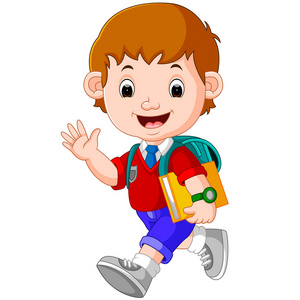 上学的路上可爱的男孩在上学的路上照片