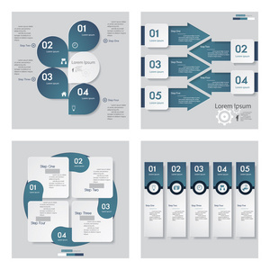 4 蓝色模板或网站布局的集合。矢量背景