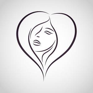 女人矢量 logo 设计模板.女孩剪影化妆品照片