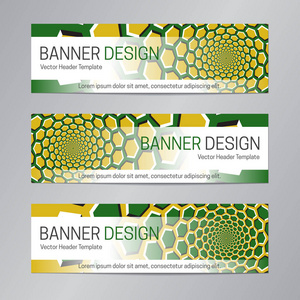 黄色绿色旗帜设计。抽象 web 页眉模板