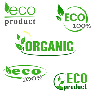 有机，生态，自然产品绿色图标集