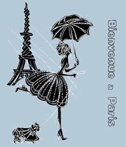 伞的时尚女孩