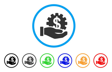 金融发展齿轮手圆形的图标图片