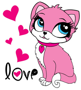 可爱的粉红色猫咪 t 恤图照片